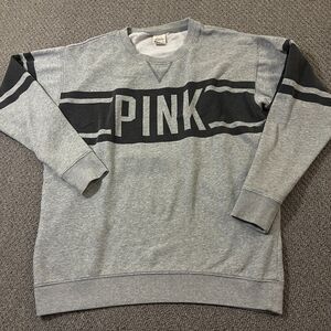 PINK Victoria Secret Sweatshirt Womens Size XS Grey Gray Pullover Crew Neck